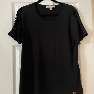 MICHAEL Michael Kors Black Short Sleeve Top with cut out  Details
